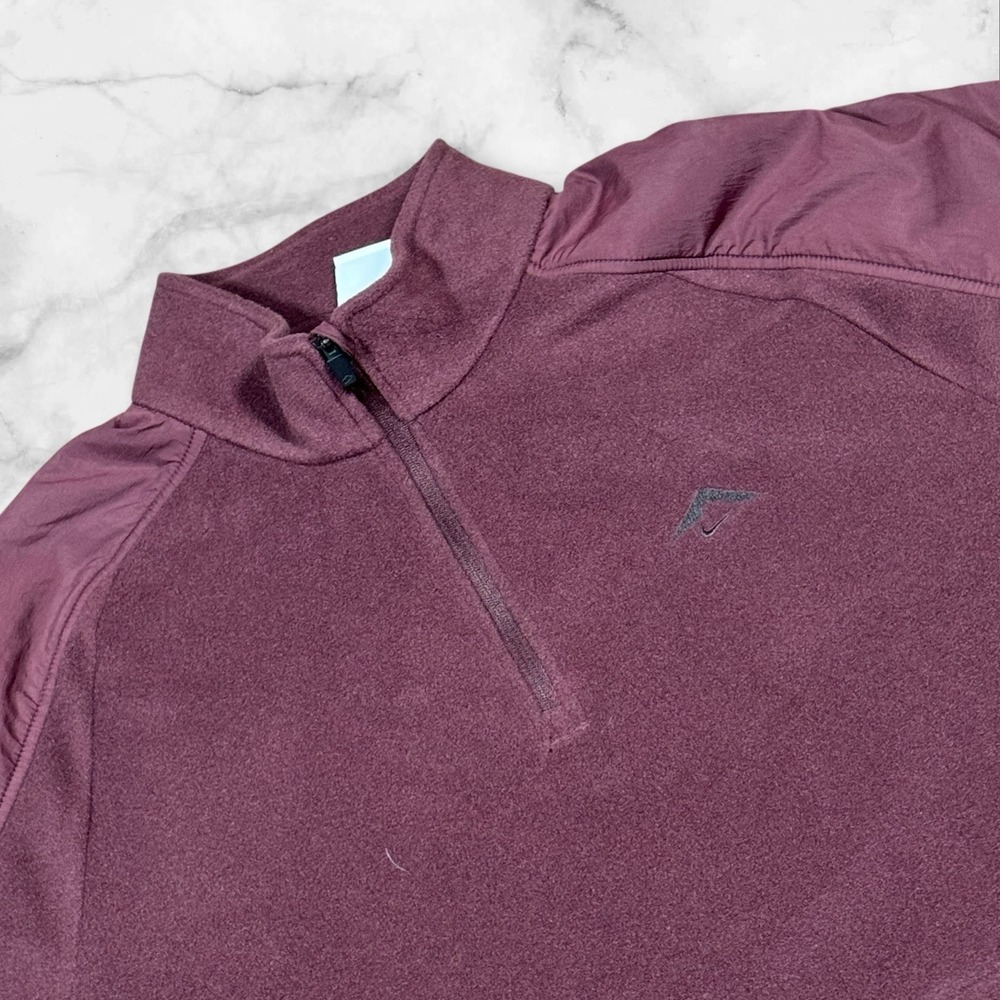 NWT Nike Trail Running Pullover Men L Maroon Polartec Fleece Half Zip FZ1088-010